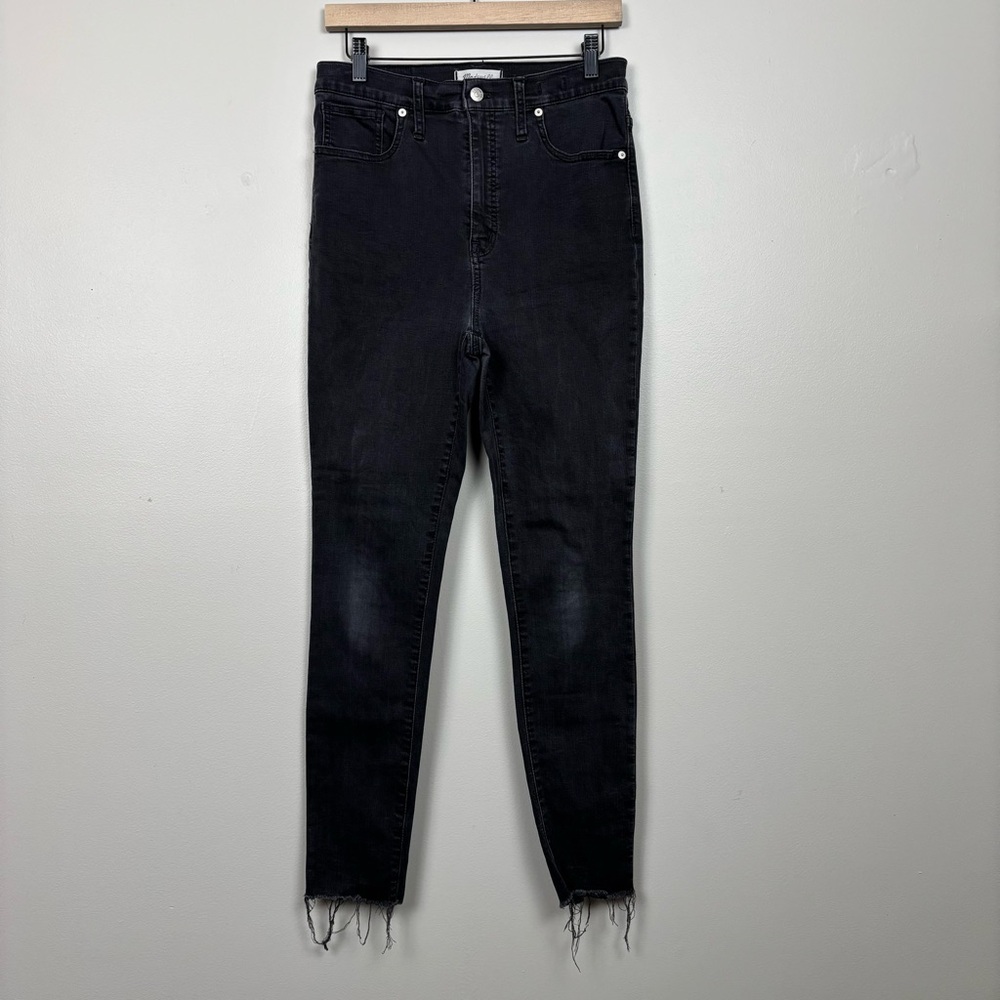 Madewell Jeans Womens 29 Washed Black 11" High Rise Skinny Distressed Raw Hem